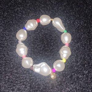 J Crew Faux Pearl Bracelet w/ multicolor beads.